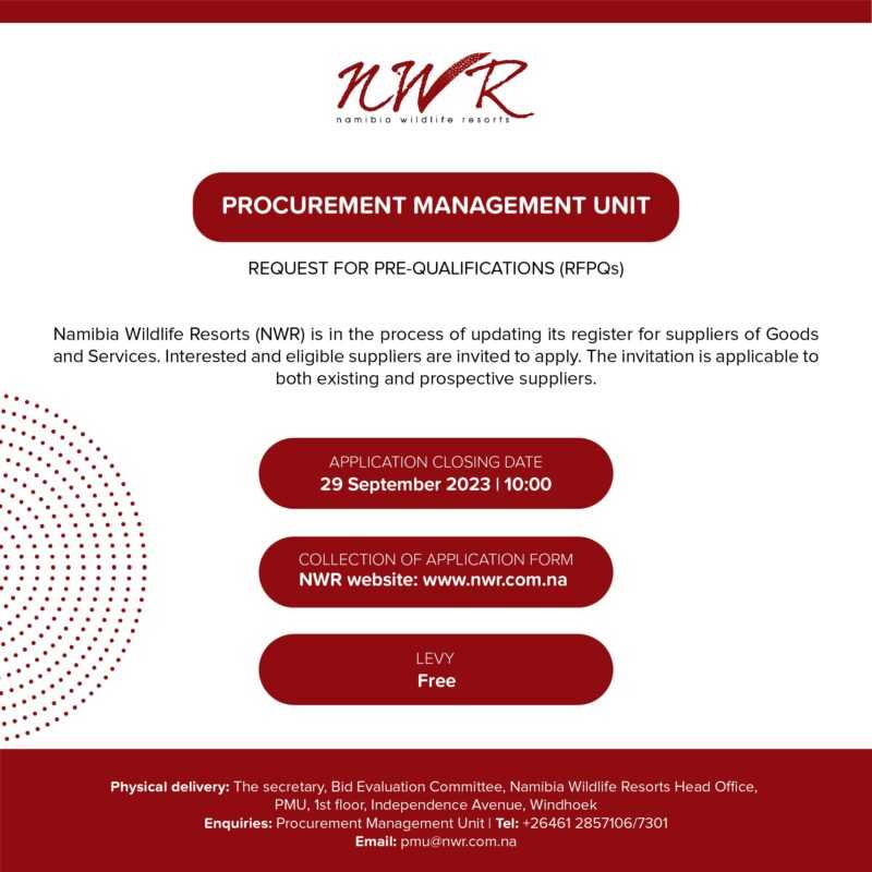 Tenders Namibia Wildlife Resorts