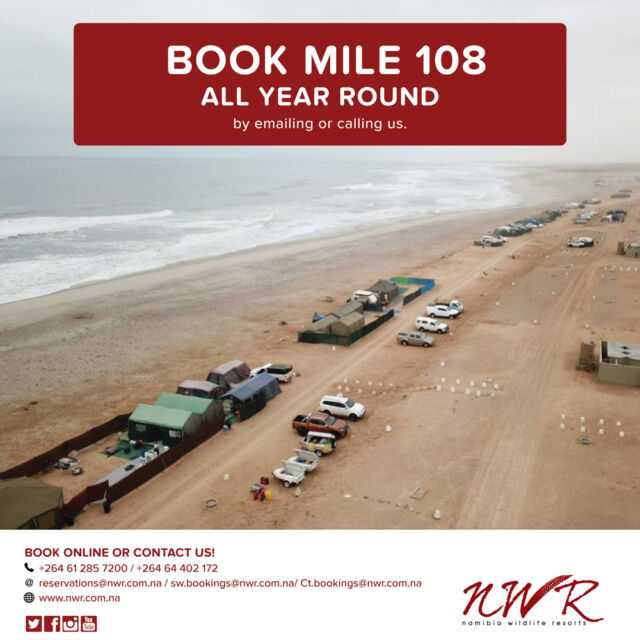 You can book your campsite at Mile 108 with us, all year round! 
Contact us at:
reservations@nwr.com.na
+264 61 285 7200
+264 64 402 172
#NWRMemories #TravelWithNWR #Namibia #Africa #travelafrica #travel #tourist #NWR #instatravel #NWRMoments