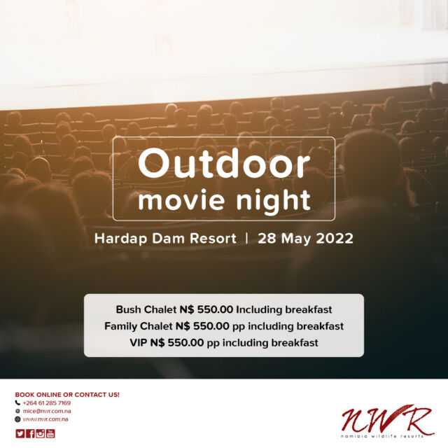 Come enjoy a night of cinema magic under the stars with us at Hardap Resort ✨ 
Book now!
#NWRMemories #TravelWithNWR #Namibia #Africa #travelafrica #travel #tourist #NWR #instatravel #NWRMoments